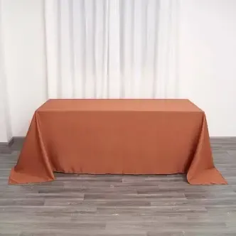 Polyester 90"x132" Rectangular Tablecloth- Burnt Orange