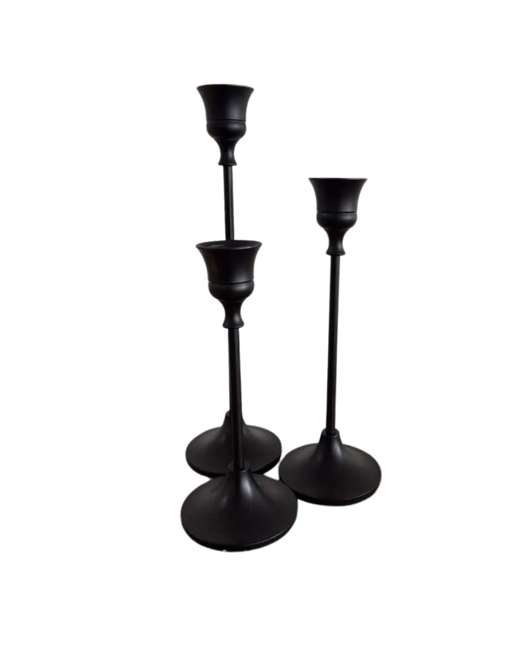 3 Black Coupe Candle Stick Set 