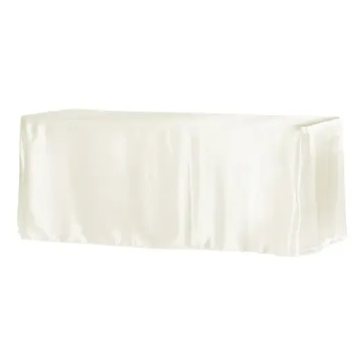 Satin 90"x132" Rectangular Tablecloth- Ivory 