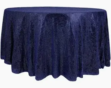 Sequence 132" Round Tablecloth- Navy Blue