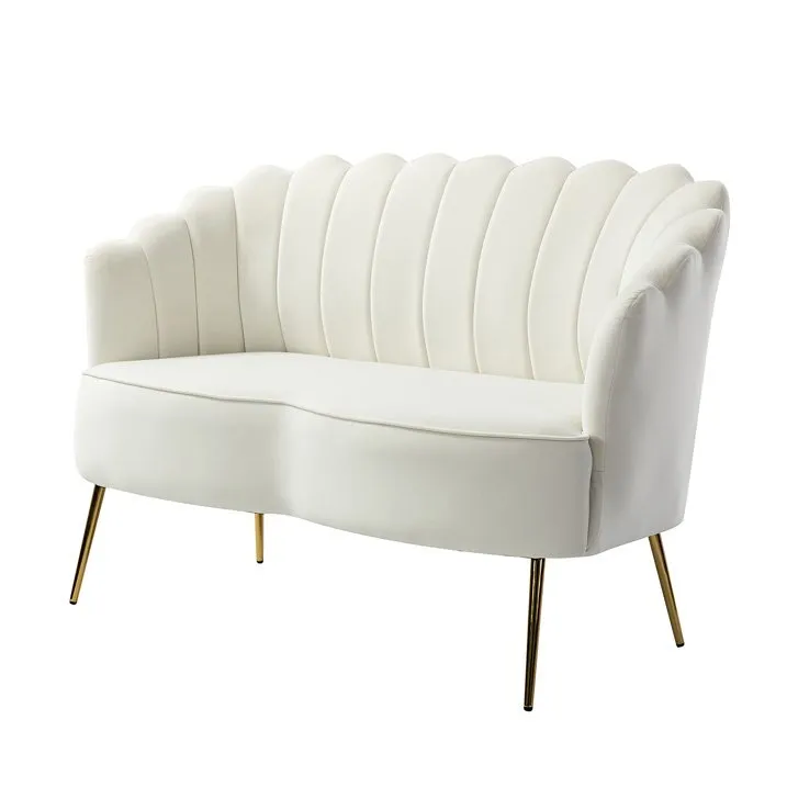 Flor Ivory Velvet Loveseat Lounge