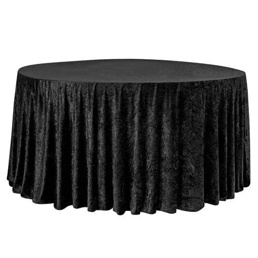 Velvet 132" Round Tablecloth- Black 