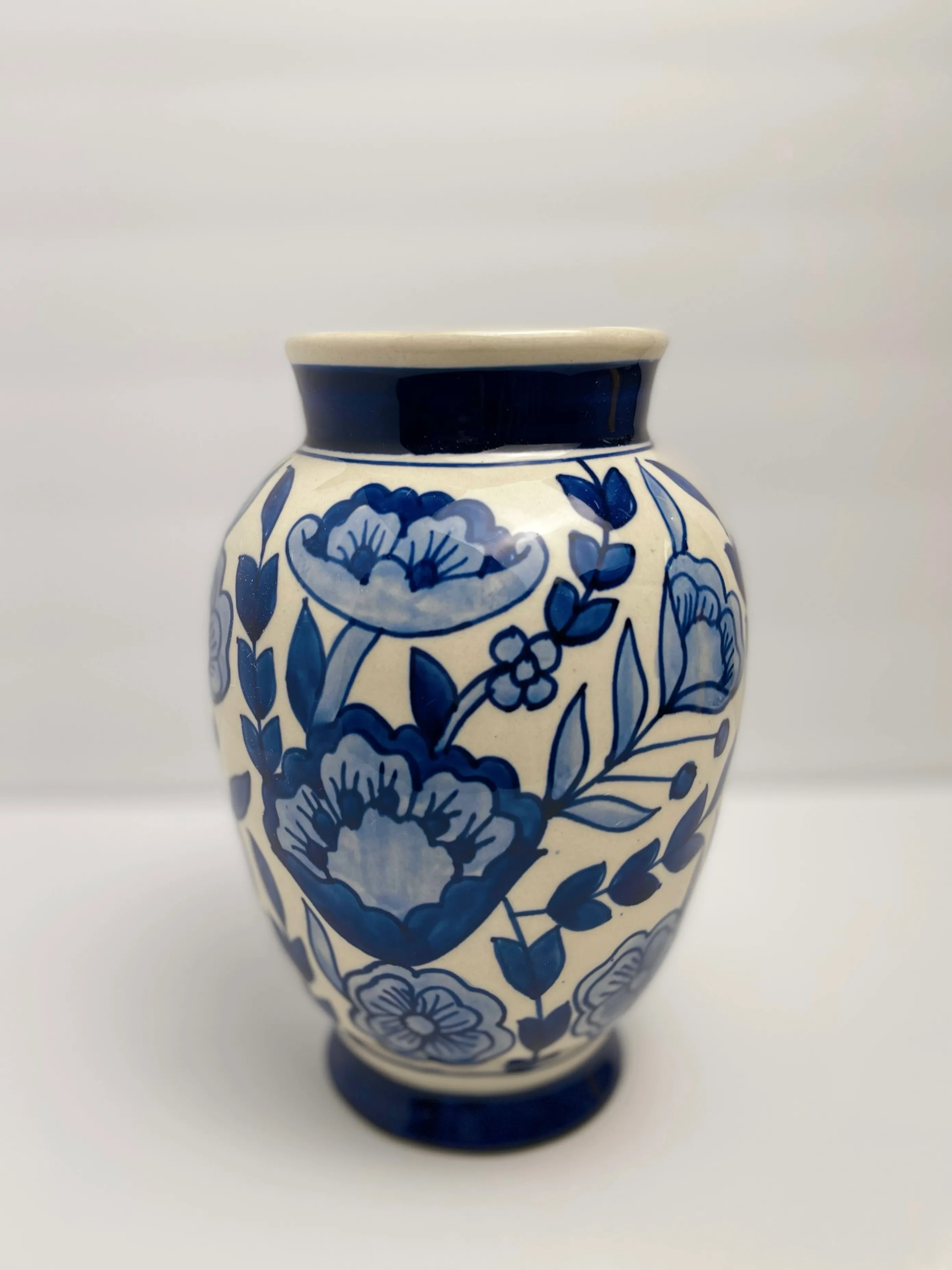 White and Blue Flower Vase
