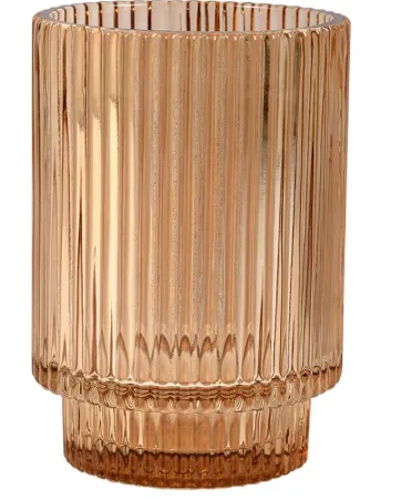 5" Amber Ribbed Candleholder