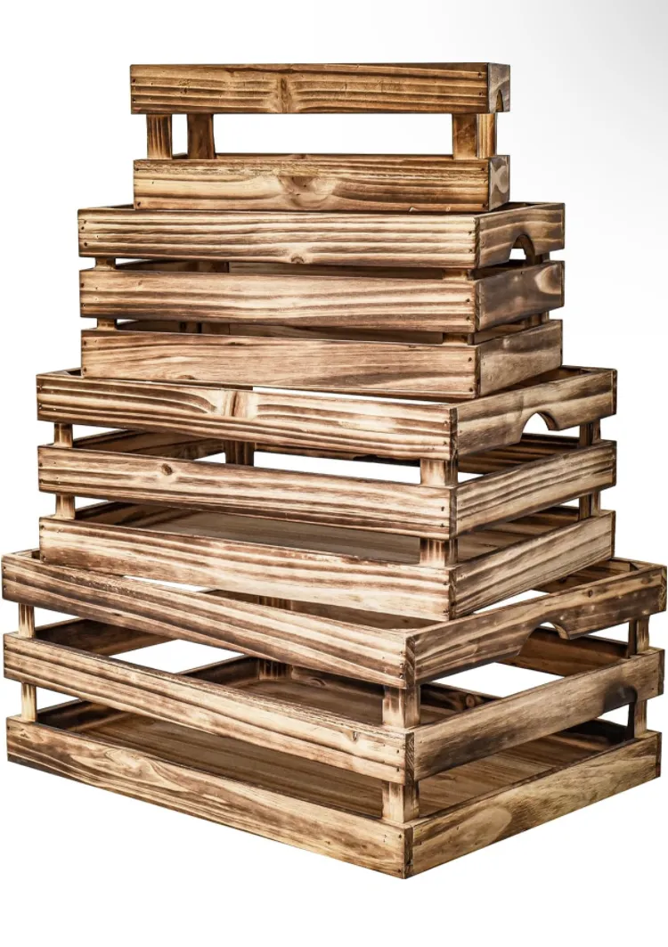 Walnut Wood Crate Set