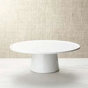 White Ceramic Round Food Stand w/Base