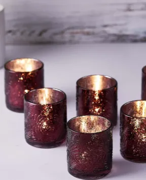 Vintage Burgundy Votive Candleholder