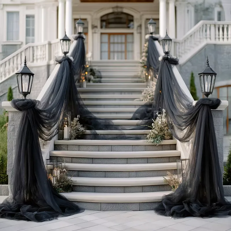 Black Chiffon Drapes – Oversized Panels