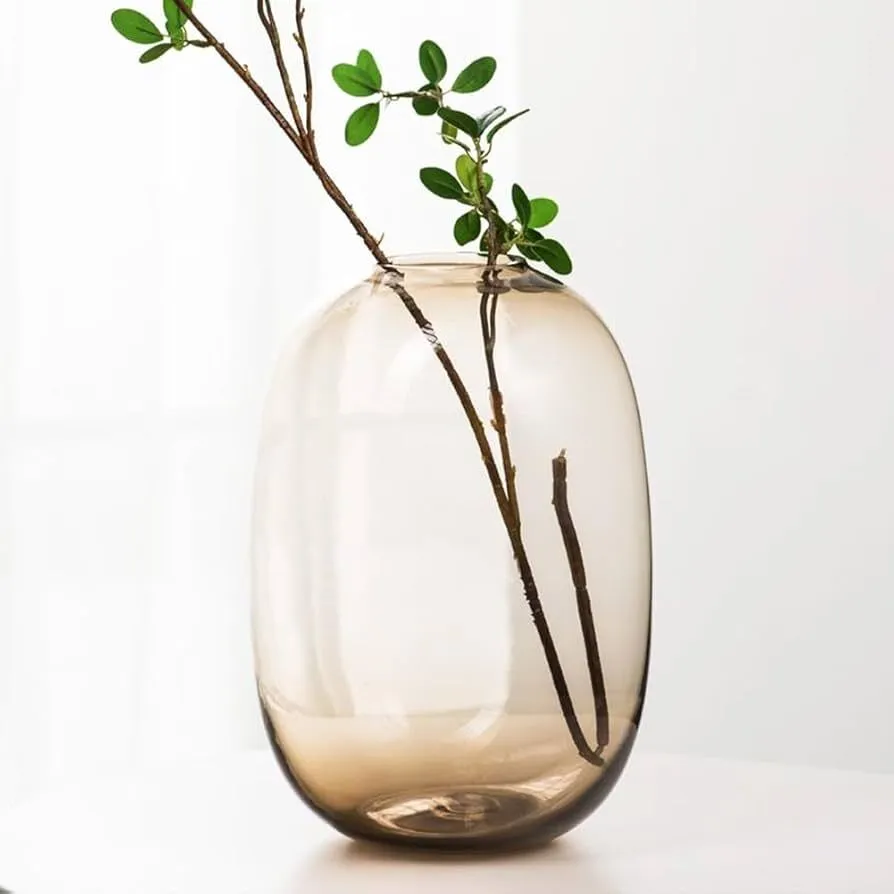 Large Amber Glass Vase