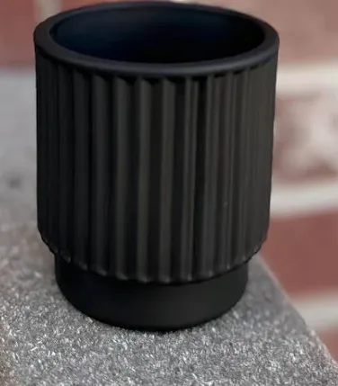 Black Table Ceramic Ribbed Vase