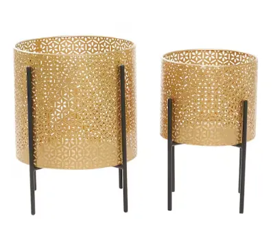 Gold Metal Planter Set of 2