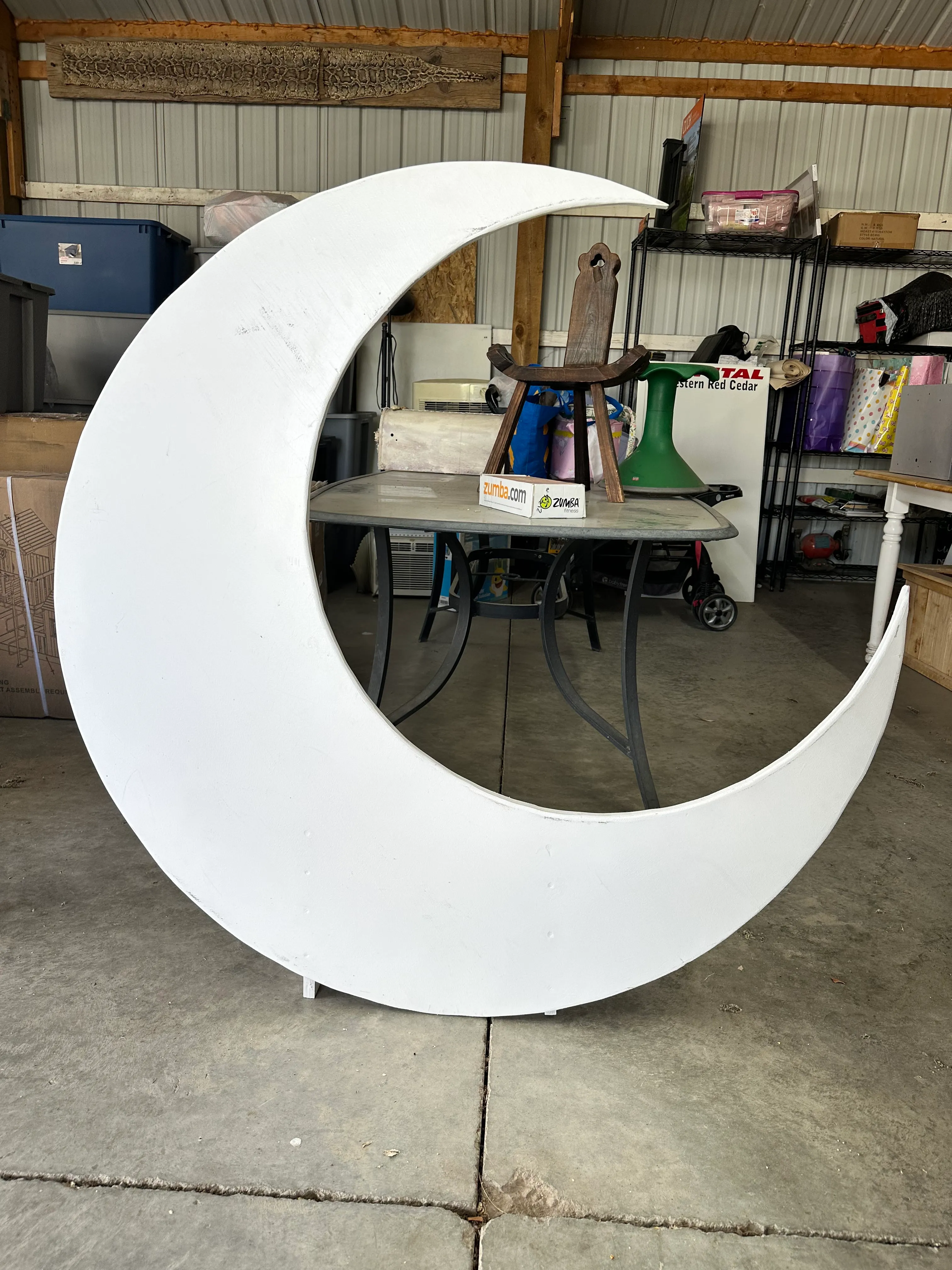48" Wooden Half Moon Cutout - White