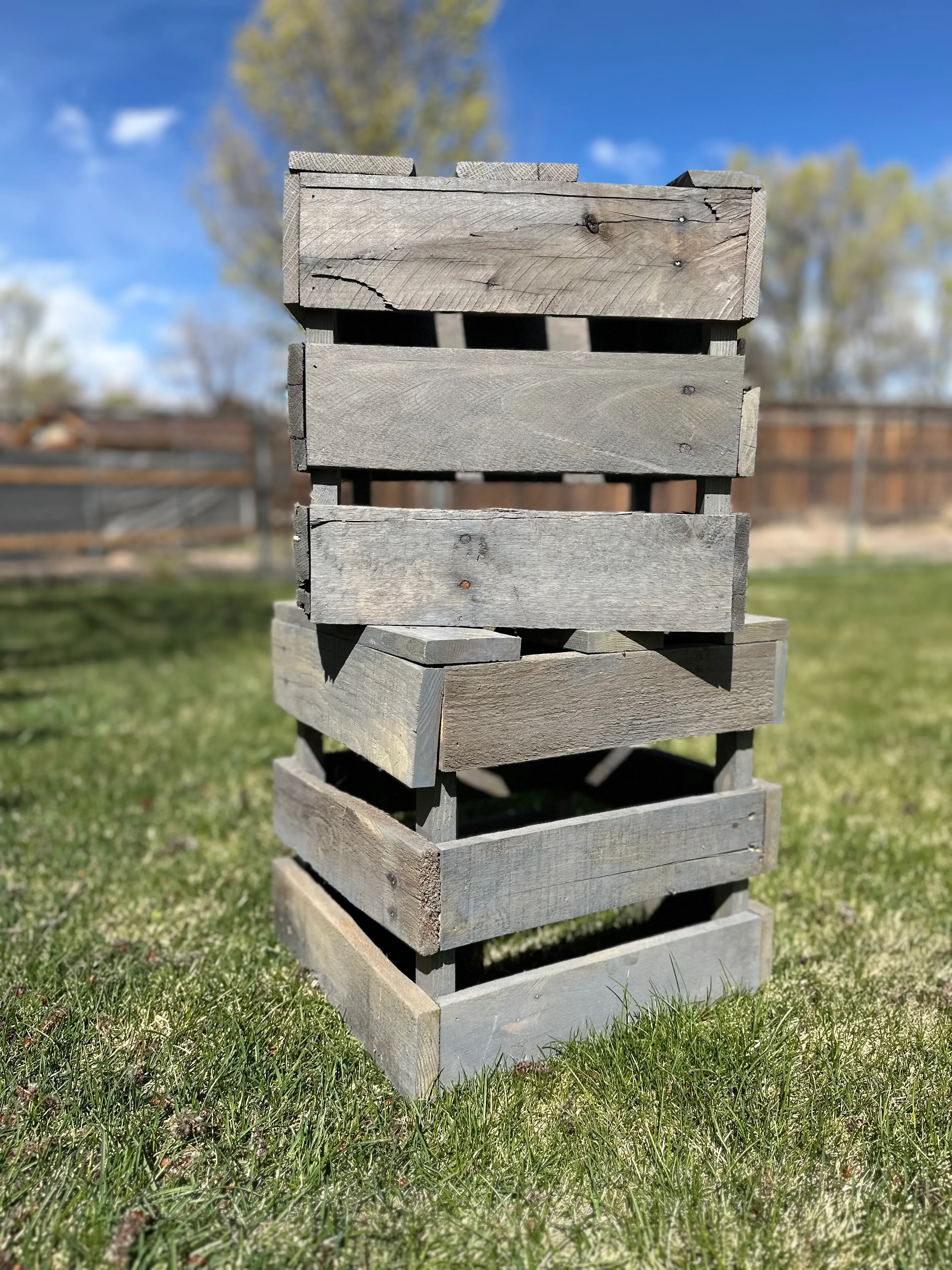 12"x12"x12" - Grey Wooden Crate