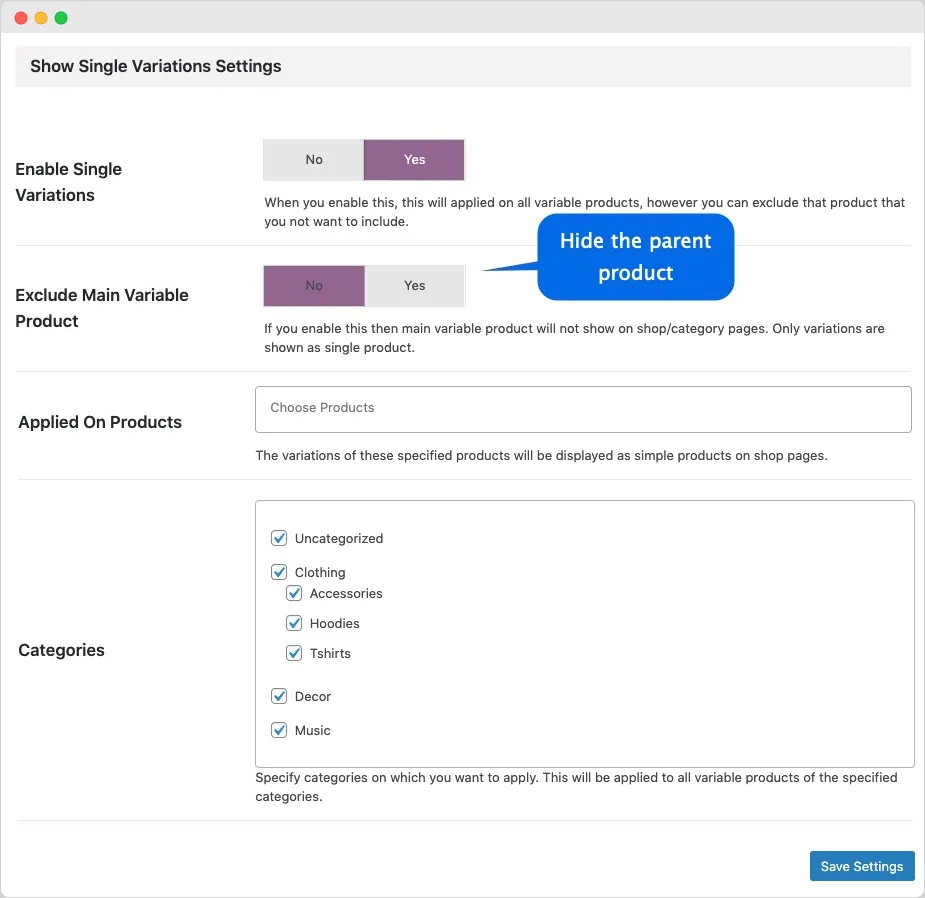 No variations ever for this product