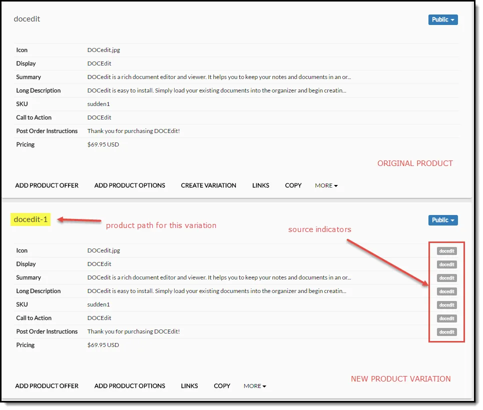 Product with variations