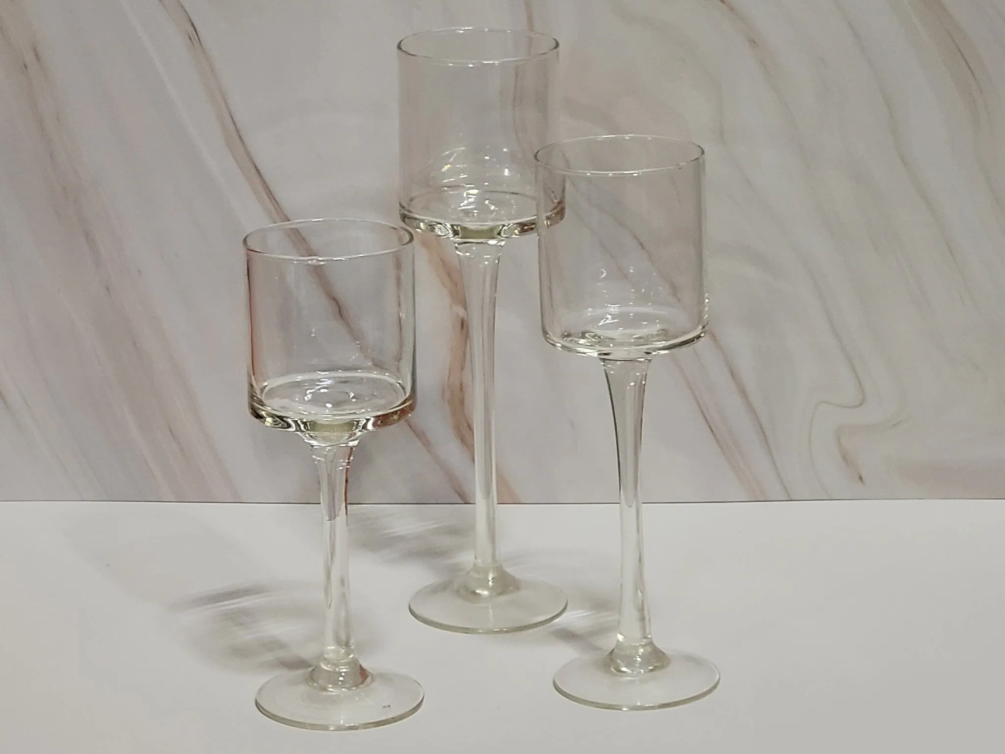 3-Tiered Glass Stemmed Candle Holders