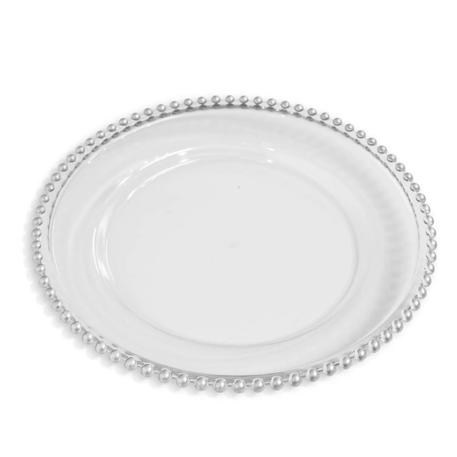 Silver Beaded Acrylic Charger Plate