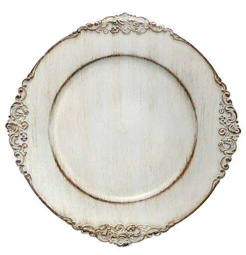 White Antique Acrylic Charger Plate 