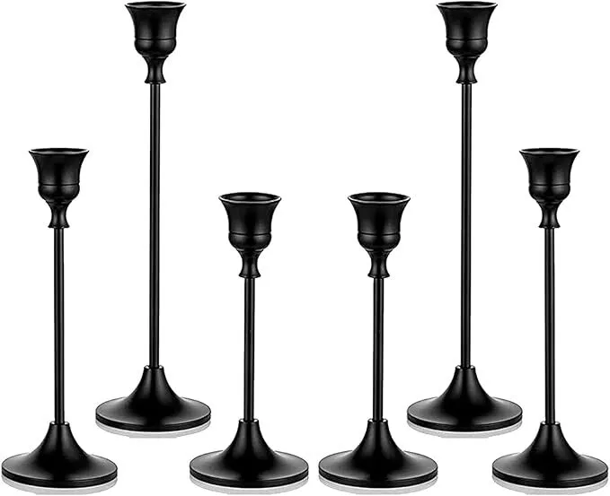 3-Tiered Black Taper Candles