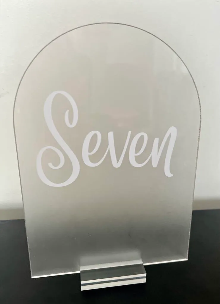 Arched Frosted Acrylic Table Number