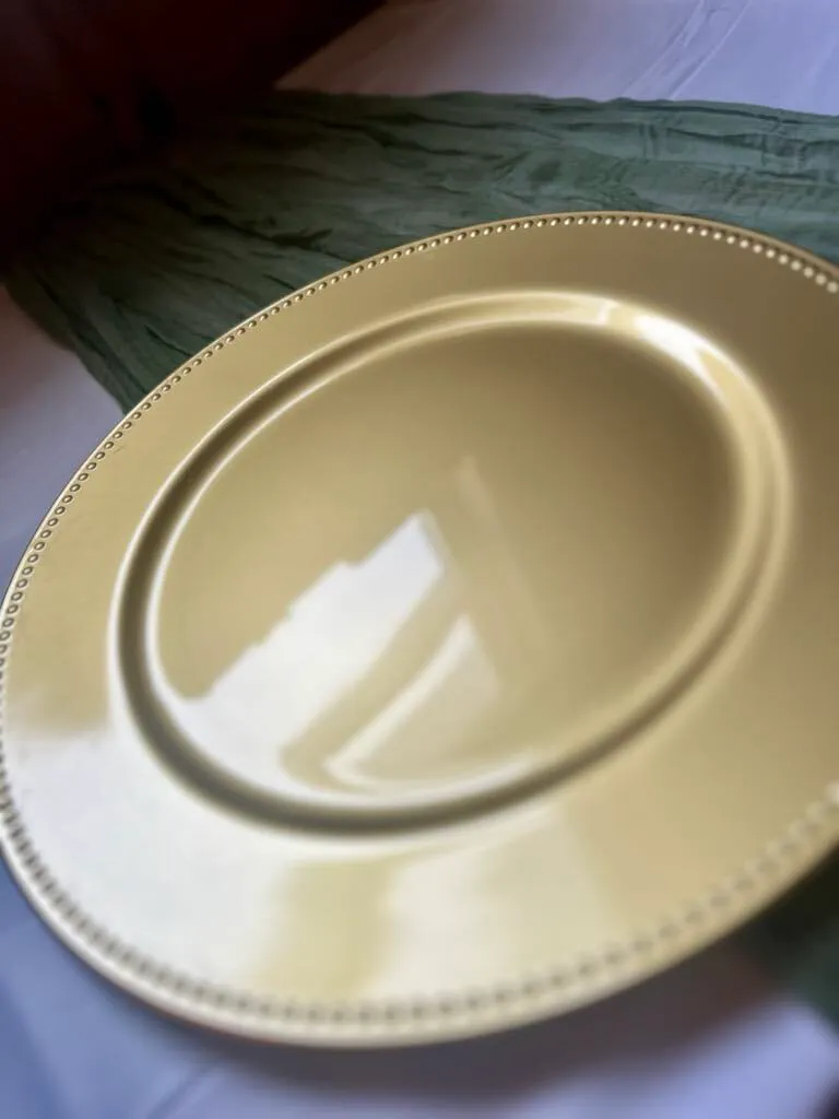 Acrylic Gold Beaded Charger Plate
