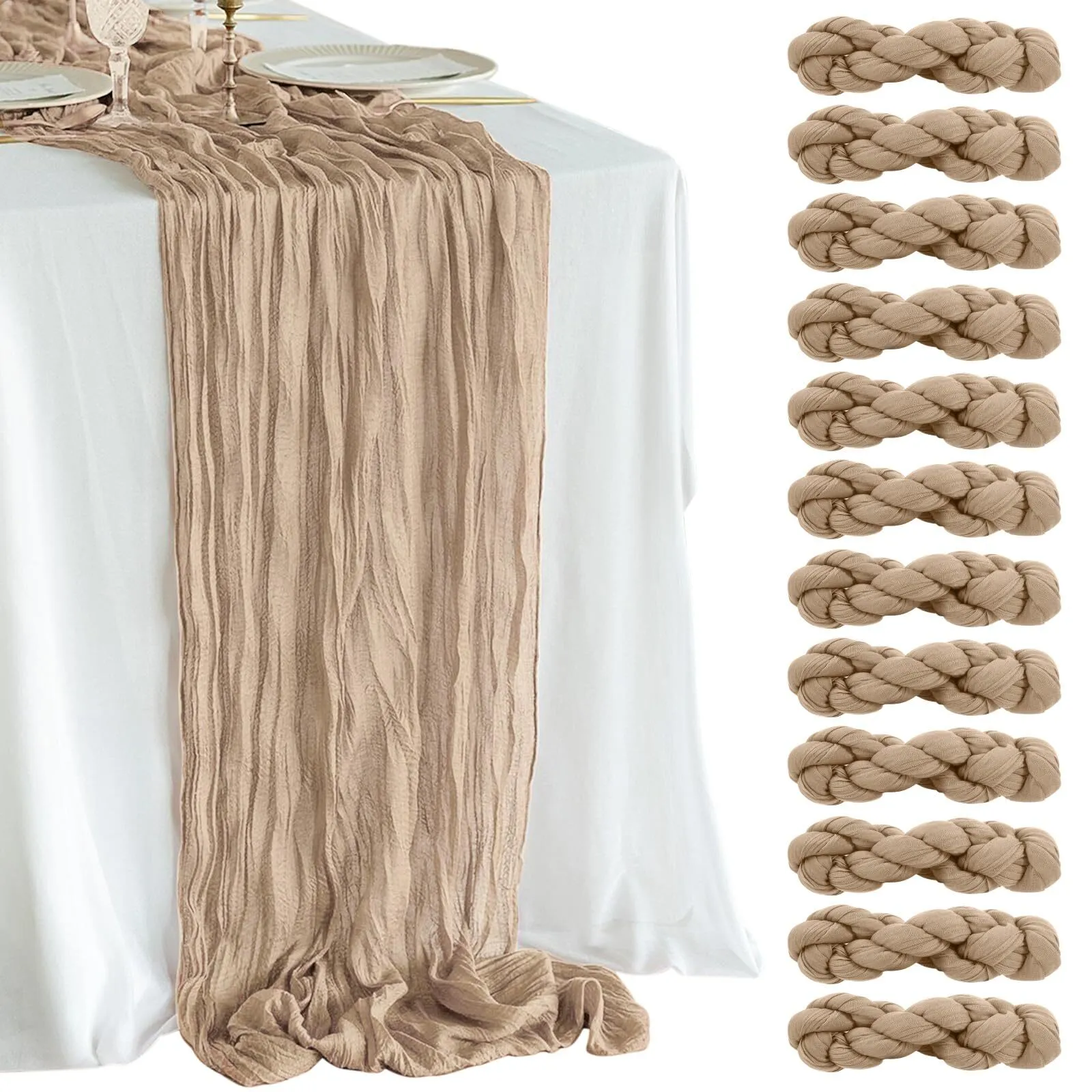 Nude Cheesecloth Table Runner