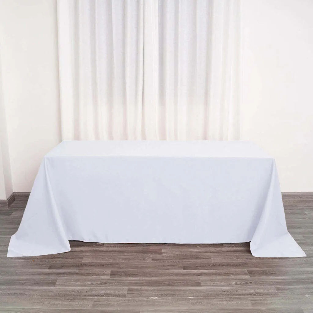 White 90x132" Polyester Tablecloth