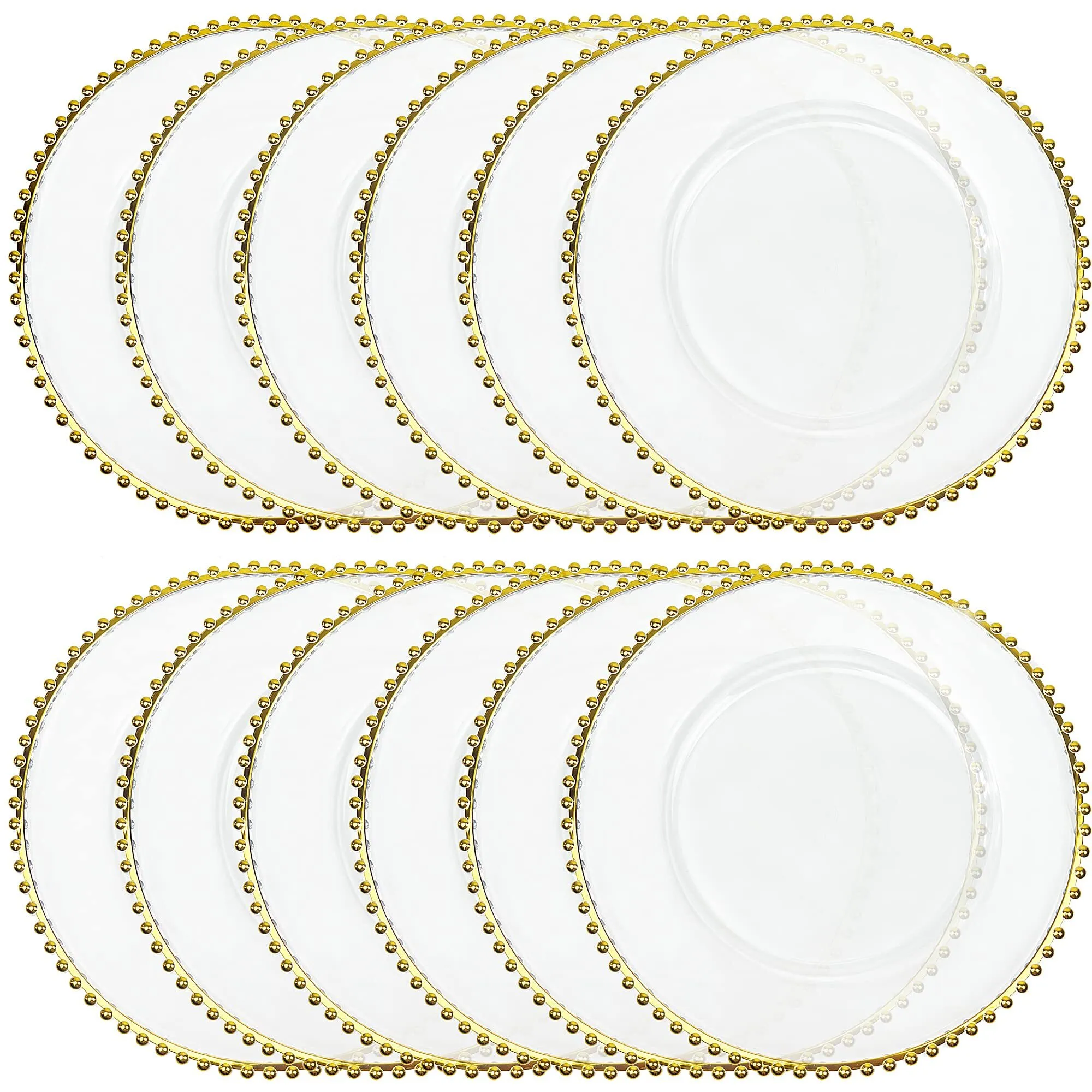 Gold Beaded Acrylic Charger Plate