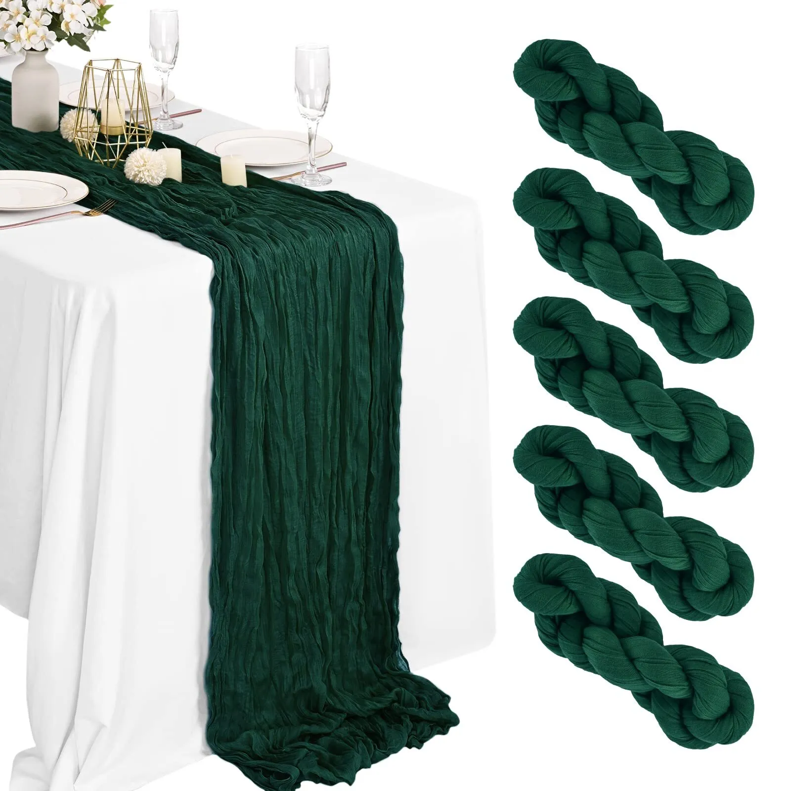Hunter Green Cheesecloth Table Runner