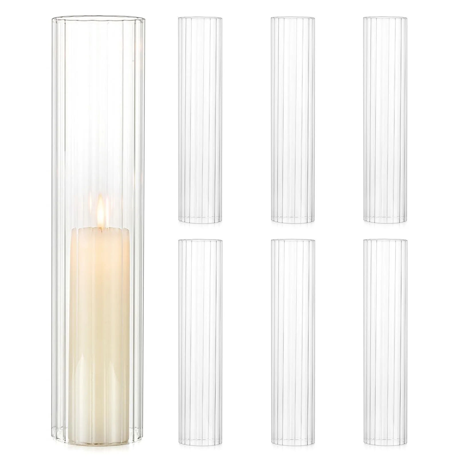 16" Ribbed Glass Open Ended Chimeny 