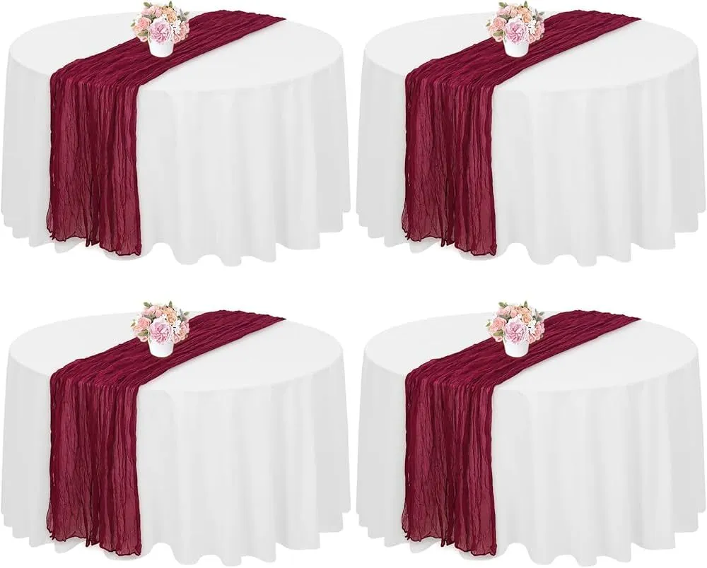 Burgundy Cheesecloth Table Runner