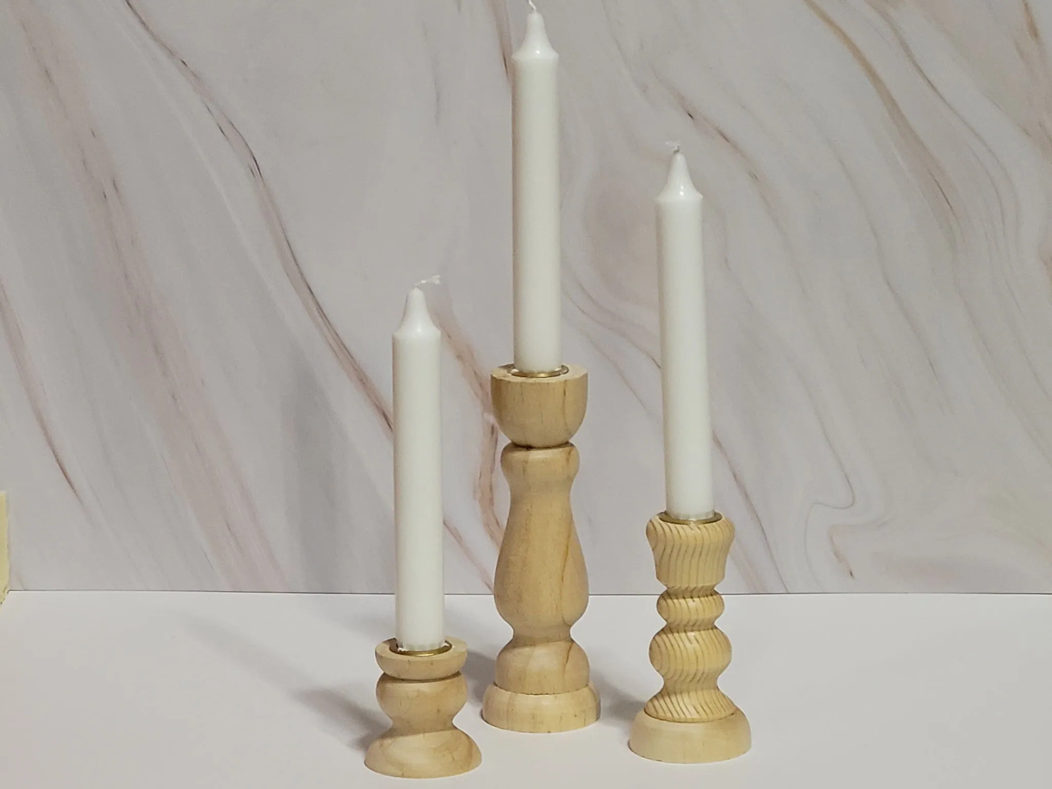 3-Tiered Wood Taper Candle Holders