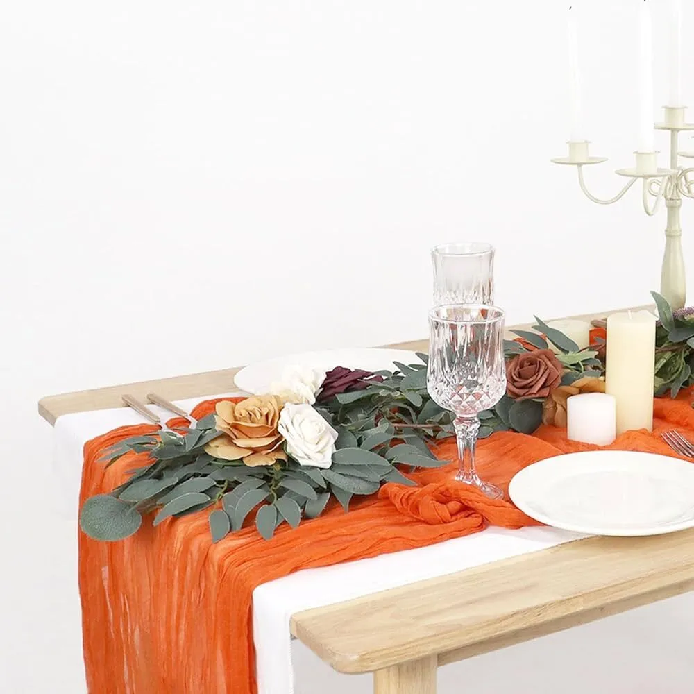 Burnt Orange Cheesecloth Table Runner