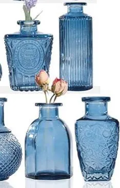 Assorted Blue Glass  Bud Vase