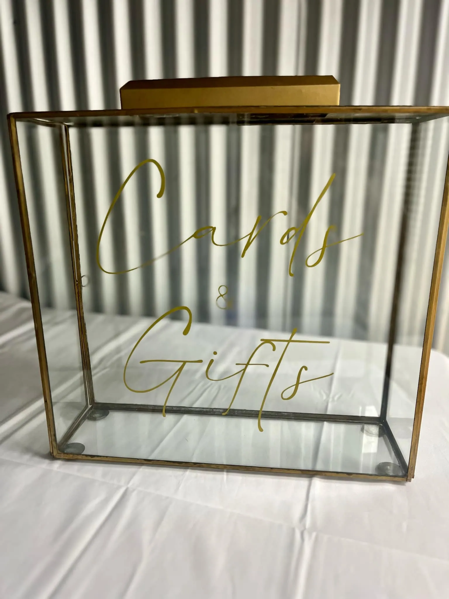 Glass Gold Frame Lantern Card Box