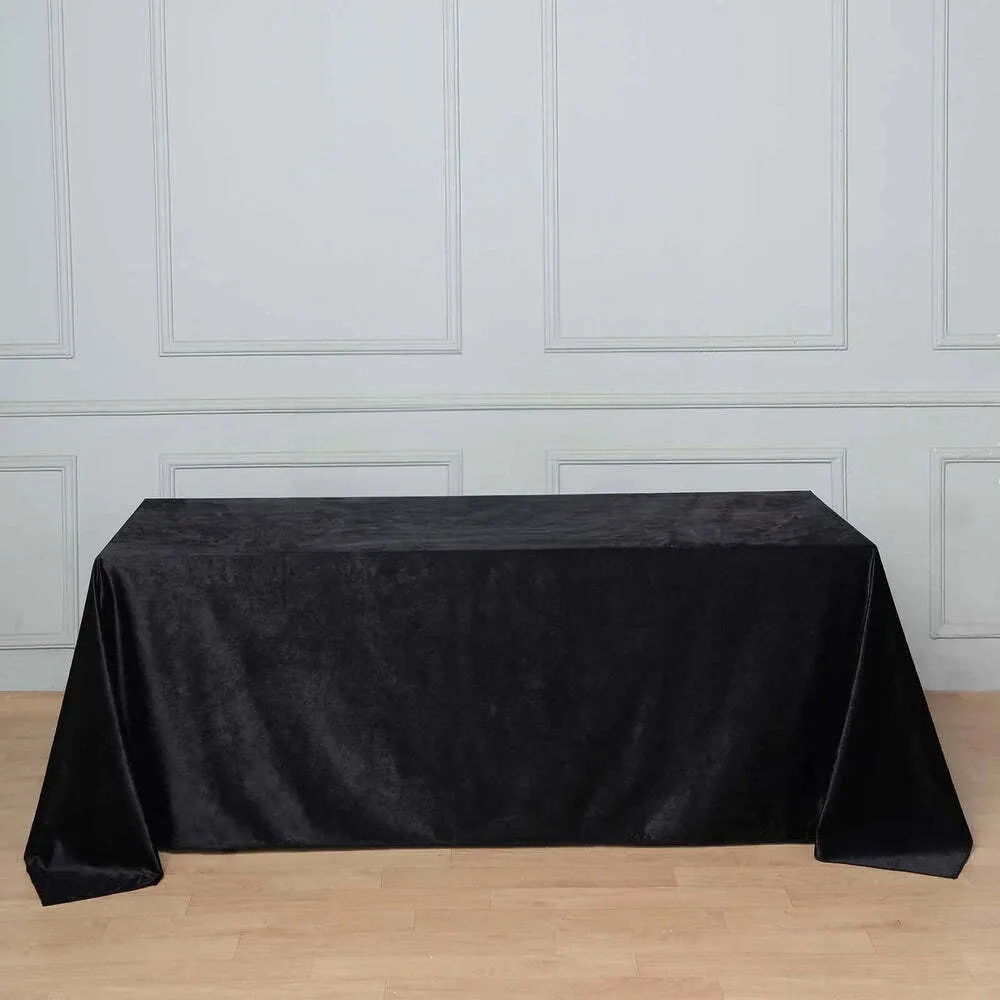 Black 90x132" Polyester Tablecloth