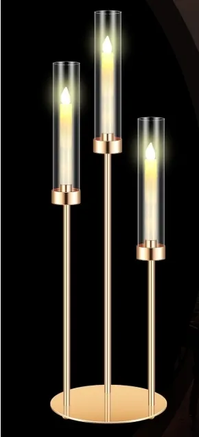 22in Gold Arm Candelabra -Round Base