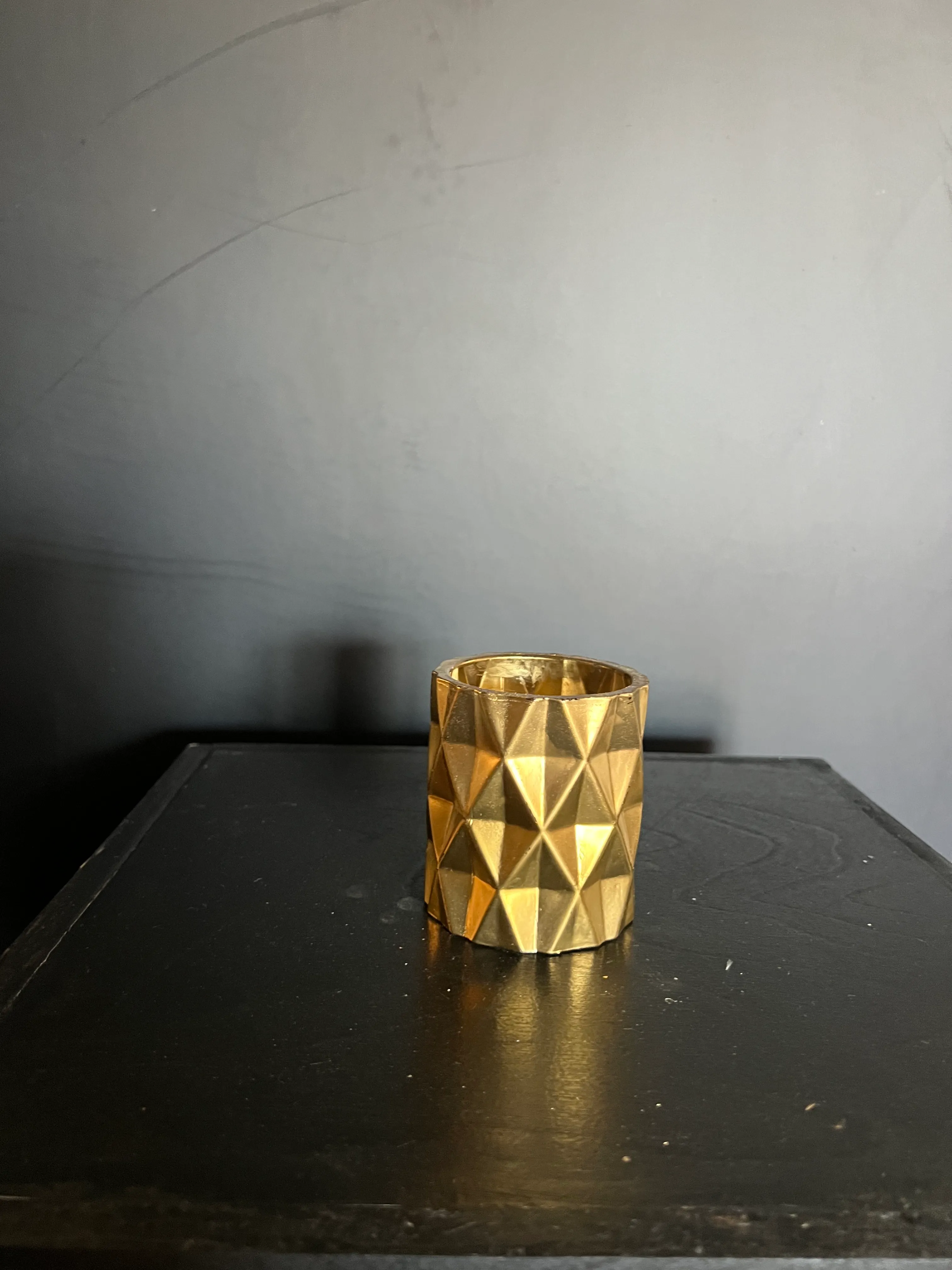 4in Gold DiamondCut Glass Votive
