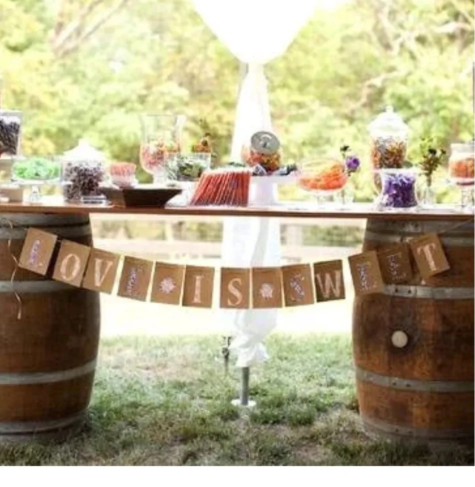 Wine Barrel Buffet Table