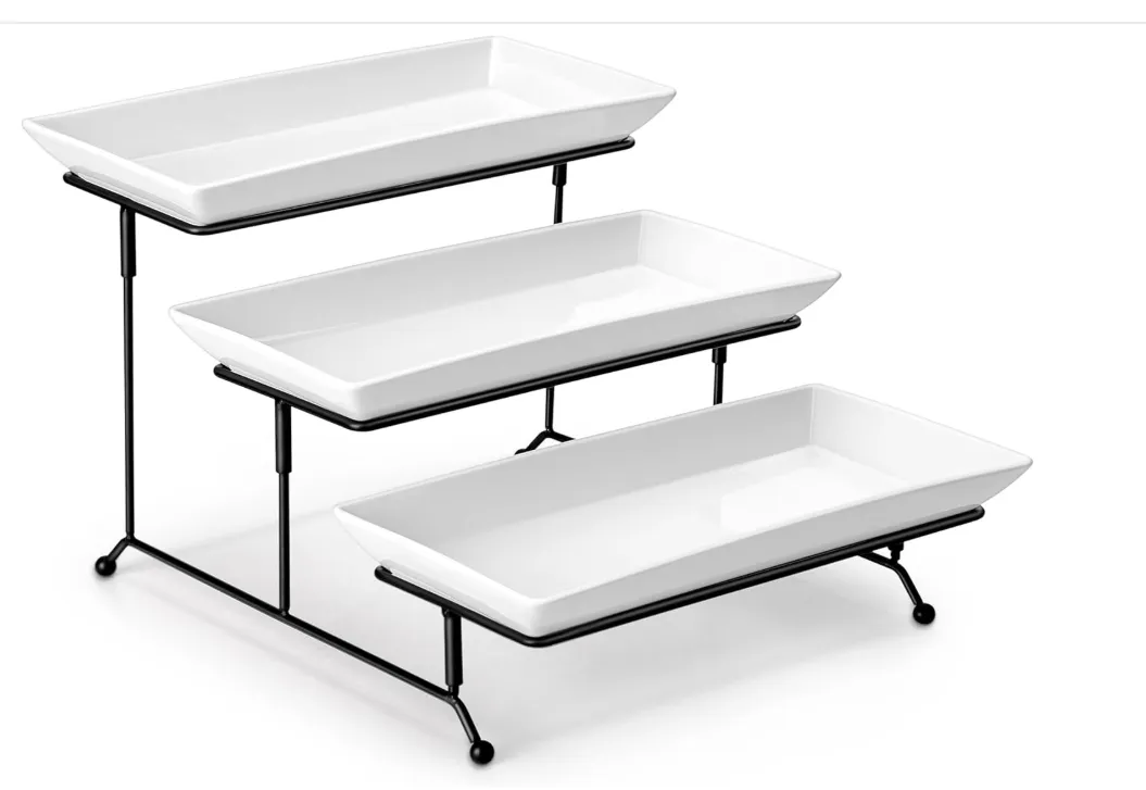 3 tier white serving
