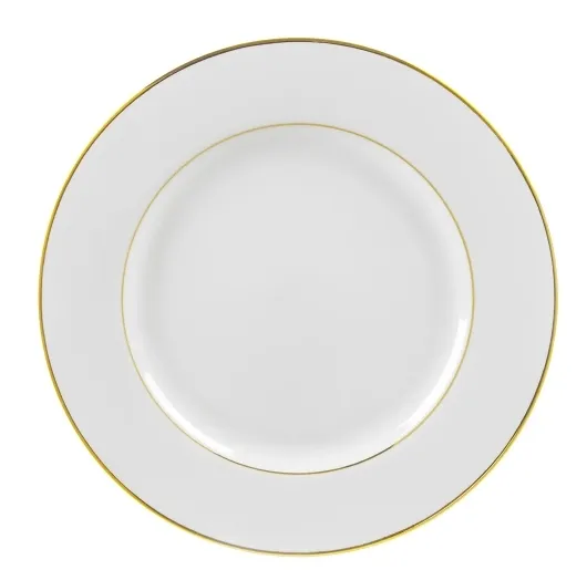 Dinner Plate- White w gold rim