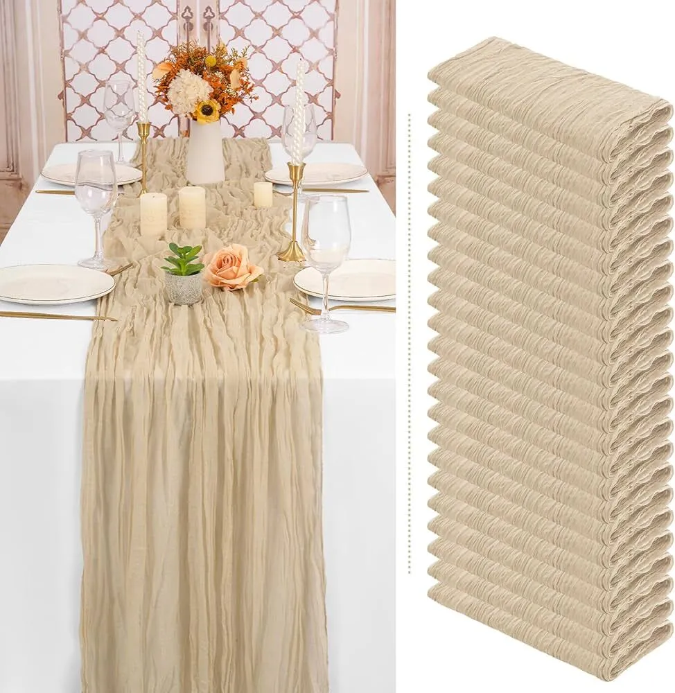 Neutral Beige - Cheesecloth Table Runner | Arch Drape