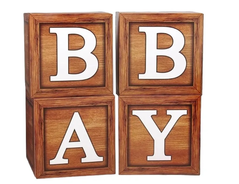 Brown Wood Grain Paper Baby Blocks