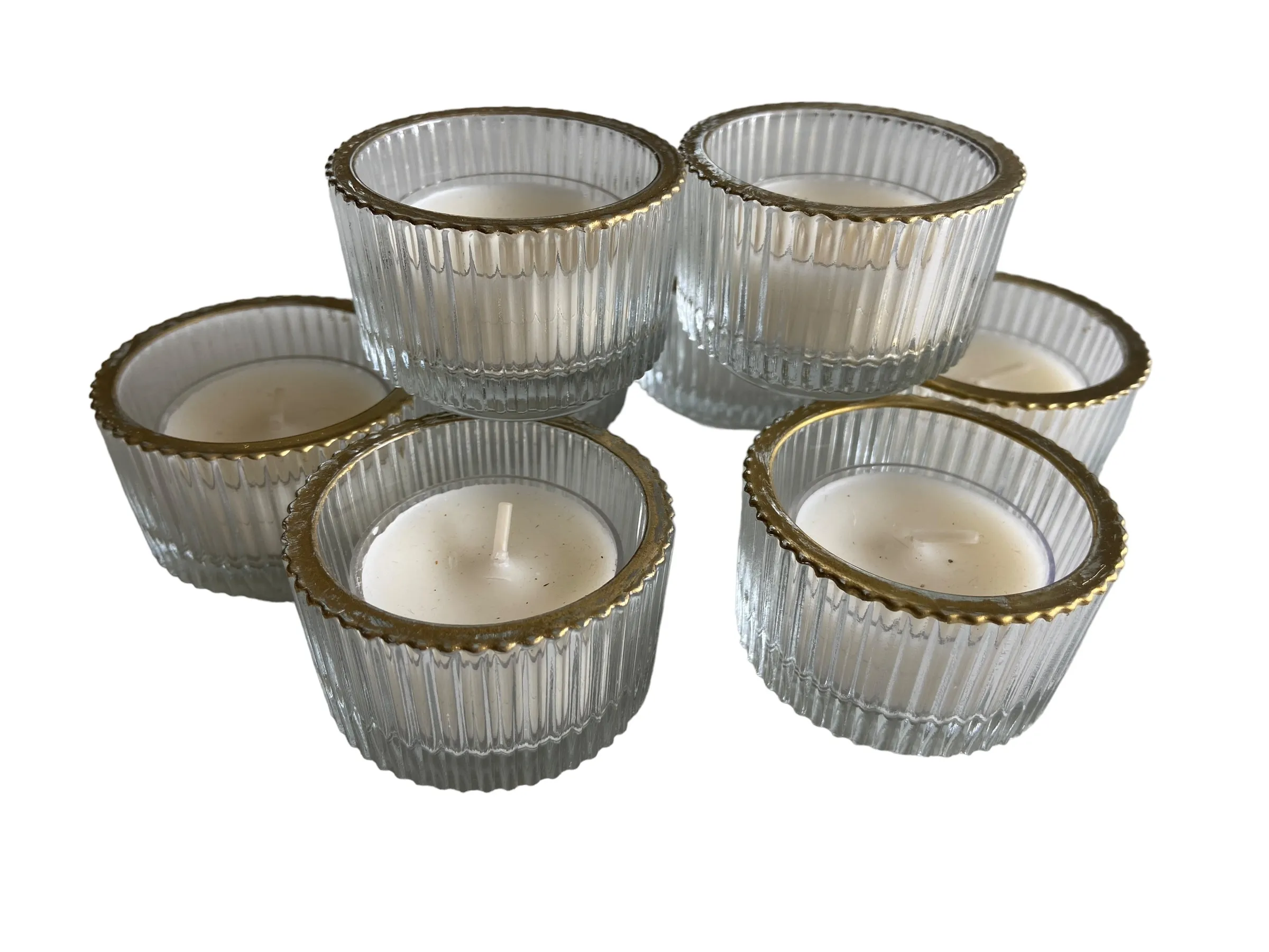 Glass Short Votive with Gold Accent