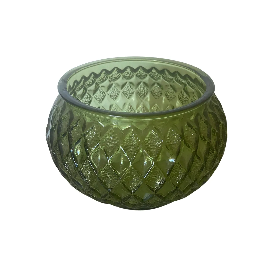 Green Glass Round Vase - Medium