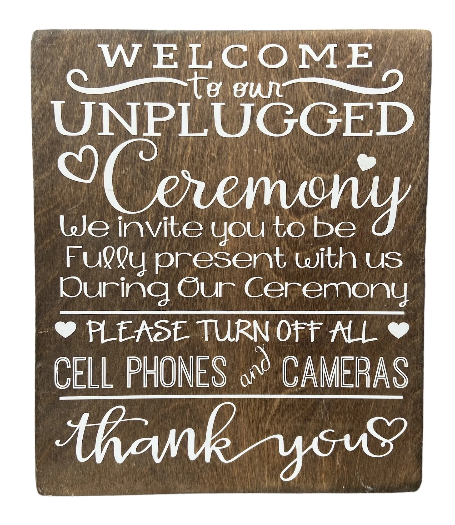 Wooden Unplugged Ceremony Sign