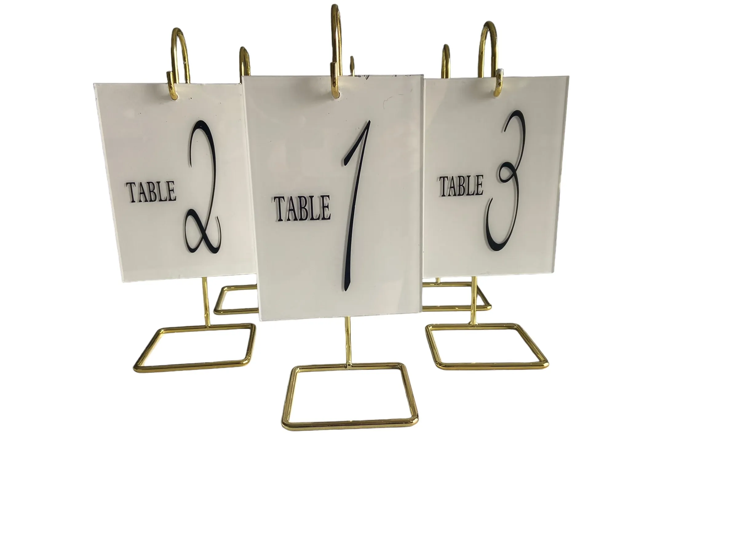 Acrylic Table Numbers 1-11 with Gold Hooks