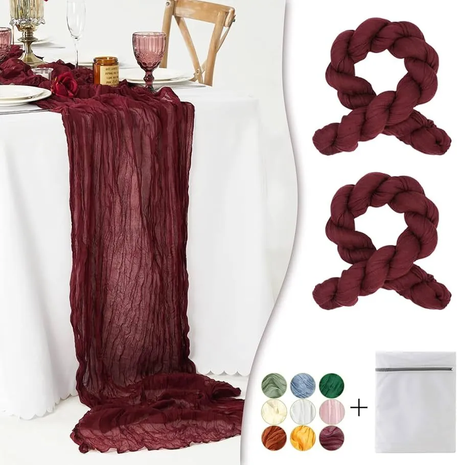 Burgundy Cheesecloth Runner