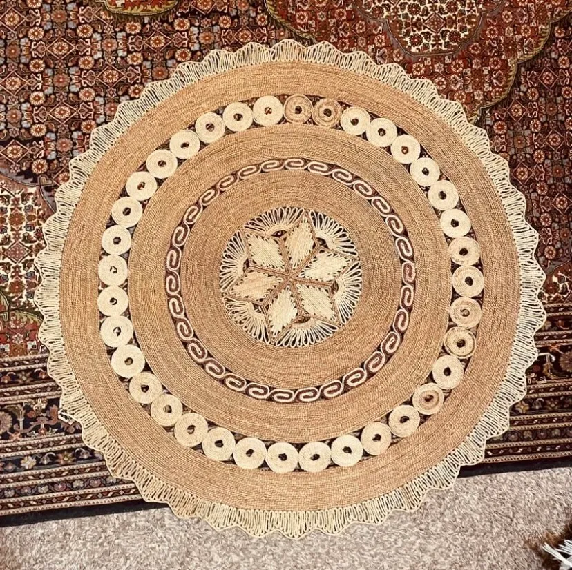 Boho Handwoven Jute Rug