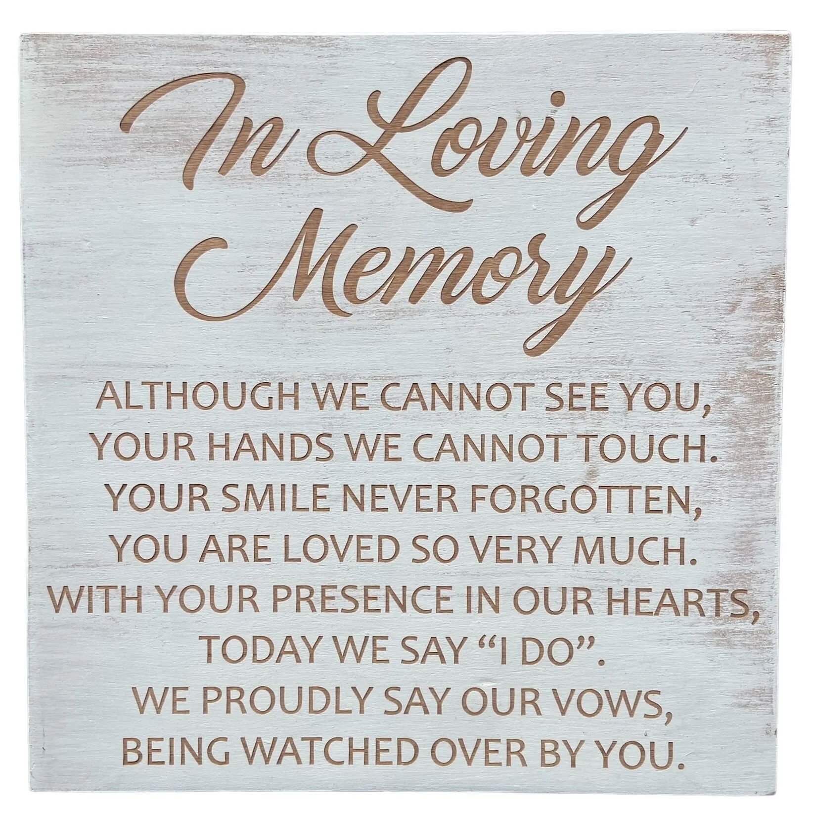 White Wooden "In Loving Memory" Sign